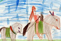Maedchen mit ihren Pferden
